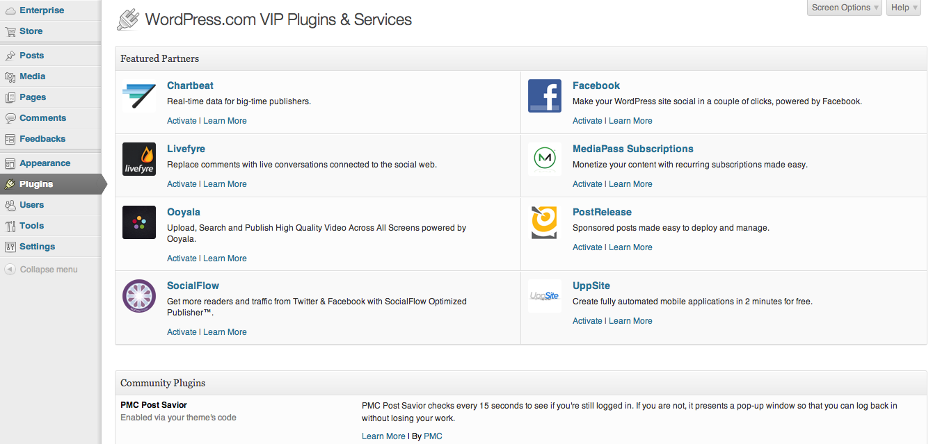 WordPress.com Enterprise Plugins and Services