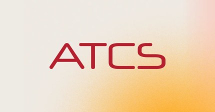 ATCS digital solution branding text on a white header, gradient accent bottom right.