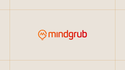 Mindgrub logo on a cream background, framed by thin gold lines.