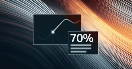 A salary report 2023 chart showing growth and a 70% figure against a background of abstract flowing lines.