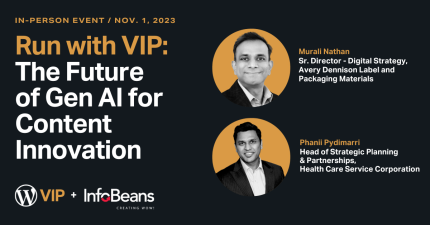 Event promo for digital solution content event on Gen AI, with speaker names and photos shown.