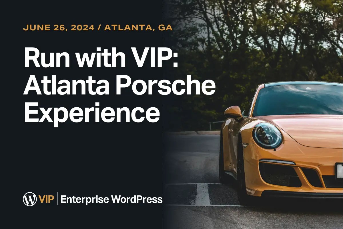 Event promotion for digital solution featuring Atlanta Porsche Experience and a yellow Porsche car.