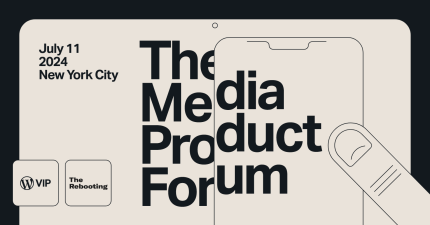 Event graphic for The Media Product Forum 2024 featuring digital solution content on phone and tablet displays.