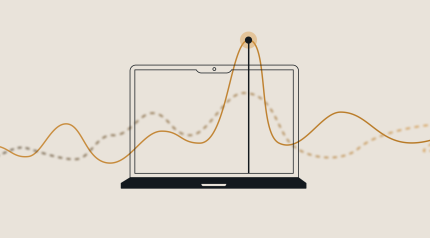 Laptop displaying an analytics dashboard with a highlighted peak, representing digital solution performance.