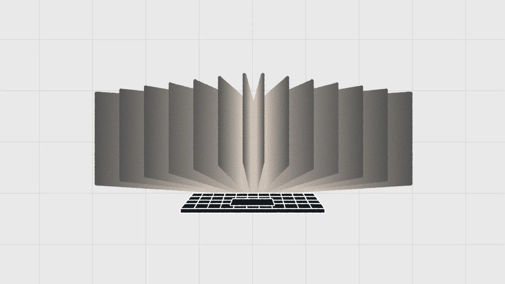 Illustration of a laptop with layered panels expanding outward like screens, representing headless WordPress for omnichannel content delivery across multiple devices.