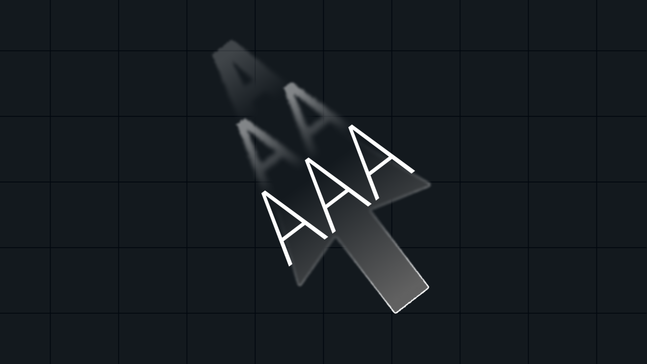 Arrow rising across A, AA, AAA labels on a grid, representing increasing WordPress accessibility levels and WCAG compliance tiers.