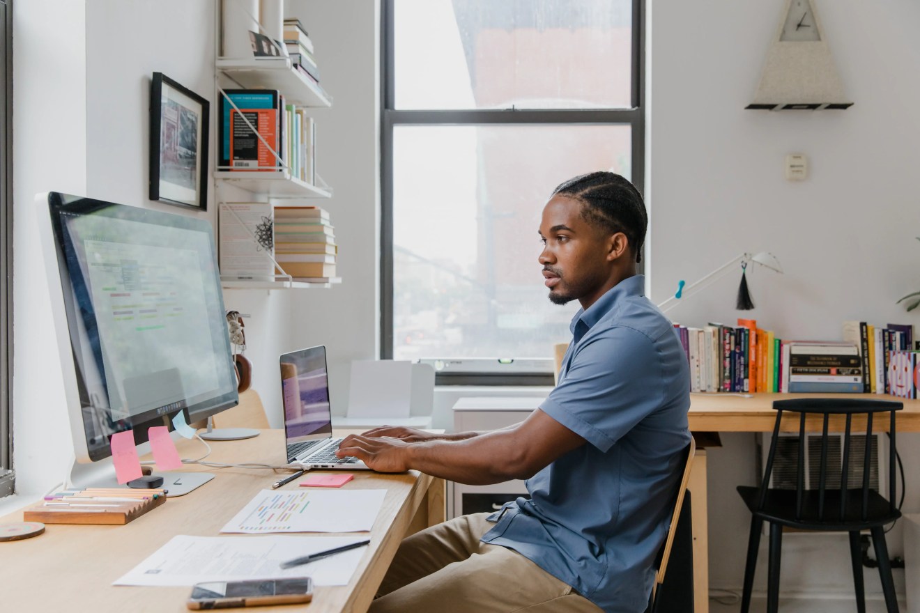 A person working at a desk.