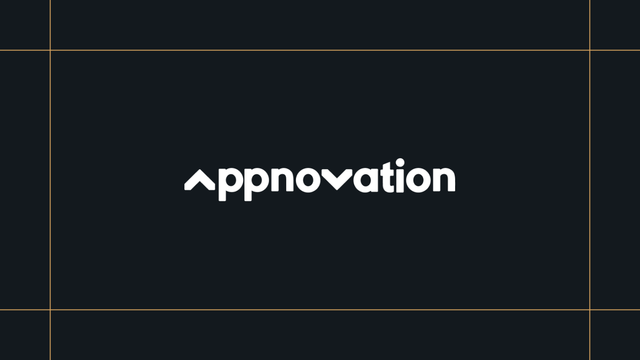 Appnovation logo on a black background, framed by thin gold lines.