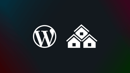 WordPress logo next to three houses stacked in a triangular pattern, representing WordPress VIP’s multisite management capabilities.