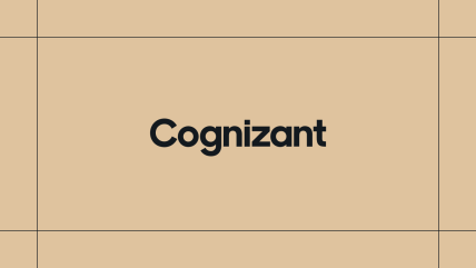 Cognizant logo on a gold background, framed by thin black lines.