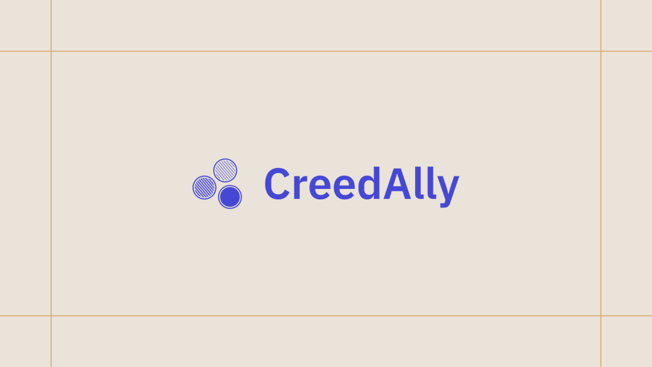 CreedAlly logo on a cream background, framed by thin gold lines.