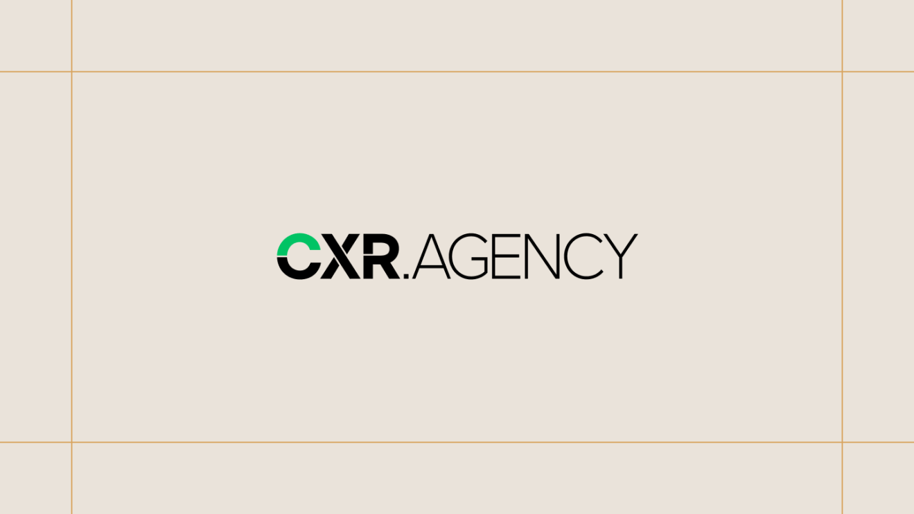 CXR Agency logo on a cream background, framed by thin gold lines.