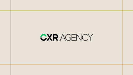 CXR Agency logo on a cream background, framed by thin gold lines.