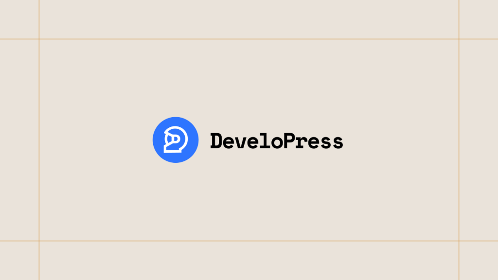 DeveloPress logo on a cream background, framed by thin gold lines.