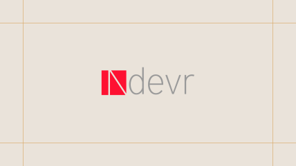 Devr logo on a cream background, framed by thin gold lines.