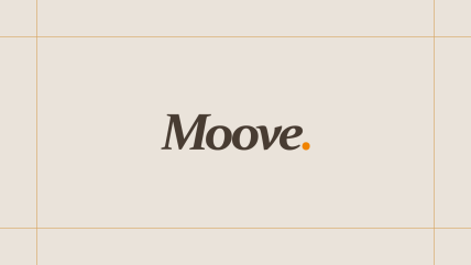 Moove logo on a cream background, framed by thin gold lines.