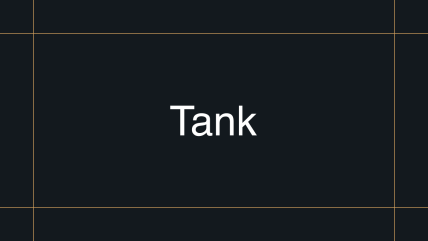 White text Tank centered on a dark background with thin gold border lines near the edges.