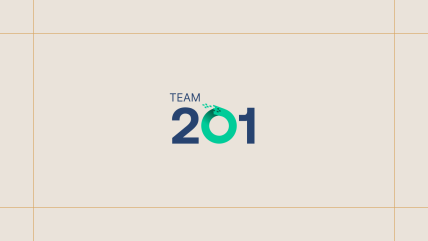Team 201 logo on a cream background, framed by thin gold lines.