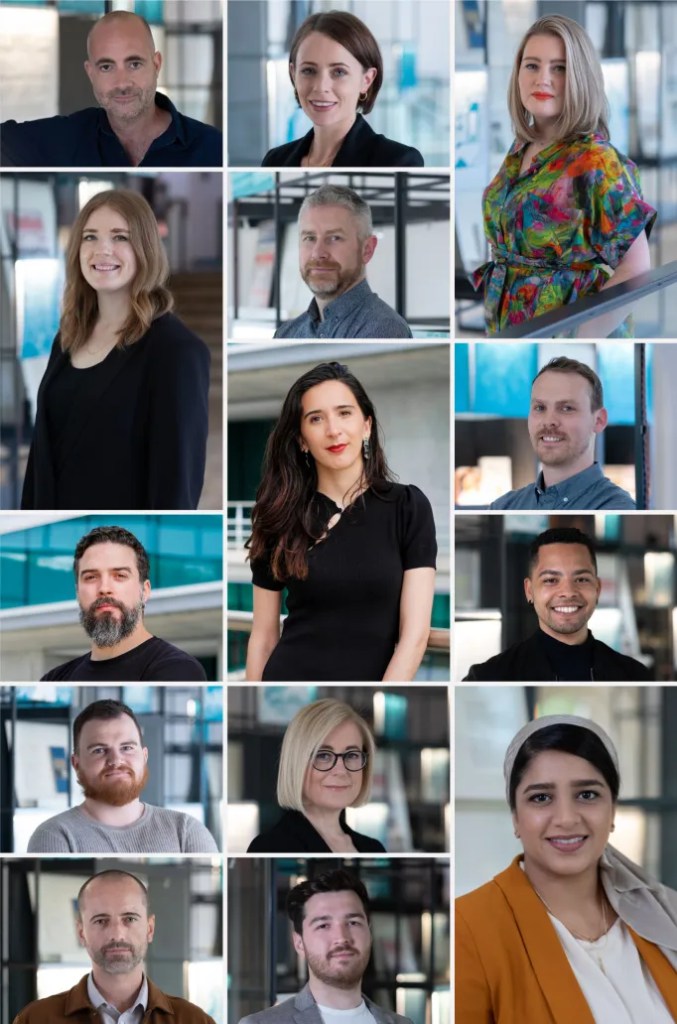 Collage of 15 professionals representing digital solution content and publishing team.