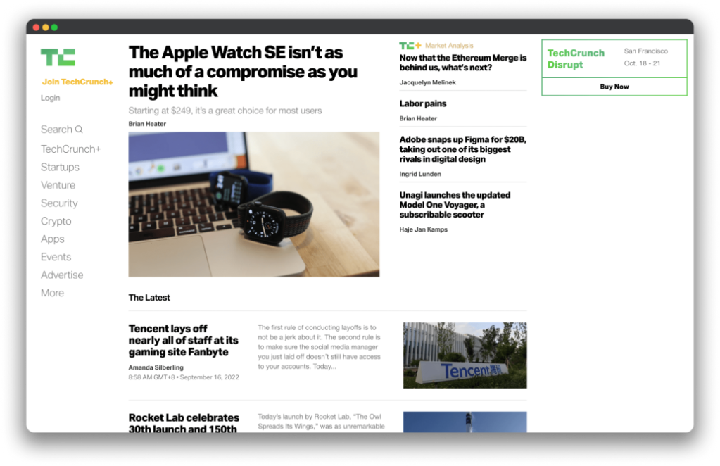Visit TechCrunch.com homepage