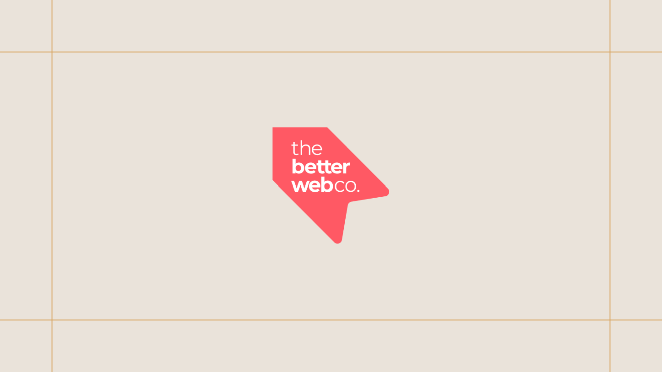 The Better Web Co. logo on a cream background, framed by thin gold lines.