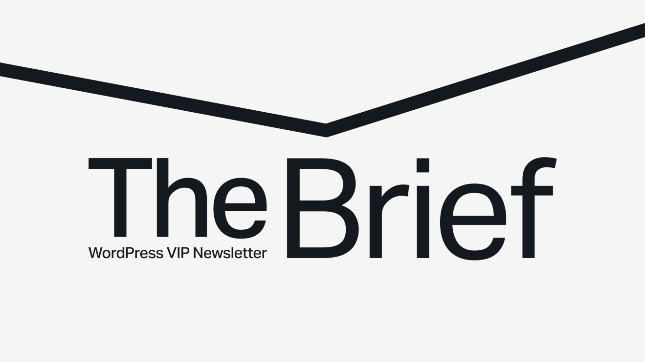 Text reads The Brief - WordPress VIP Newsletter in bold, modern font on a white background with a black line above.