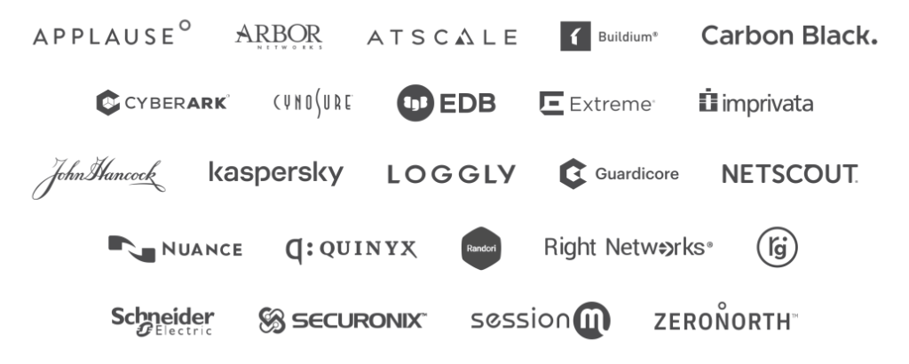 Grid of 25 technology company logos representing digital solution integration and platform compatibility.