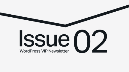 Text reads: Issue 02 WordPress VIP Newsletter with a bold black line above on a light background.
