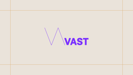 Vast logo on a cream background, framed by thin gold lines.