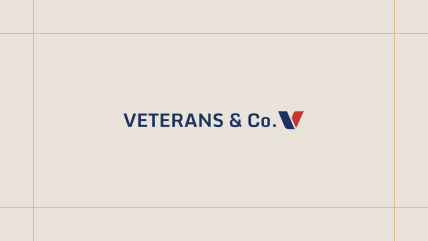 Veterans & Co. logo on a cream background, framed by thin gold lines.