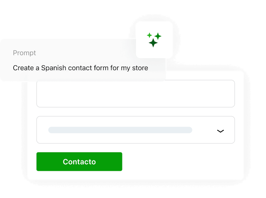 The Jetpack AI tool shows a prompt to generate a Spanish contact form.