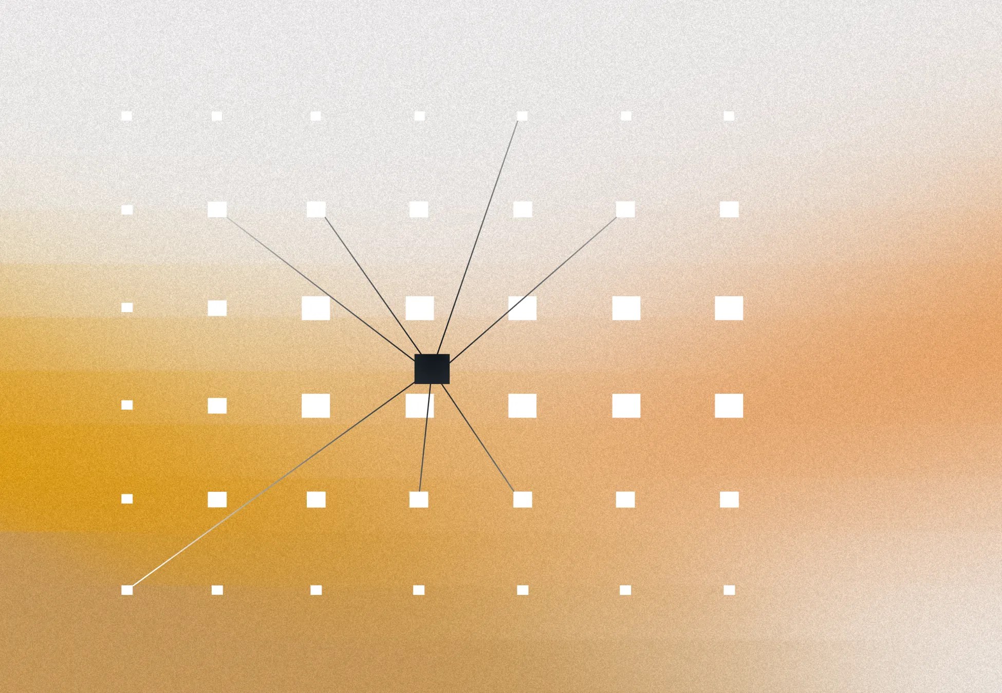 Illustration of interconnected data points converging into a central hub, representing WordPress VIP capabilities across enterprise content, analytics, infrastructure, security, and integrations.