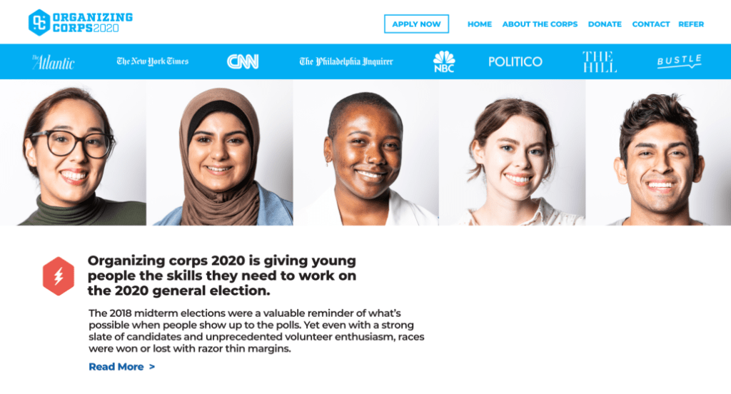 Organizing Corps 2020 website by VAST