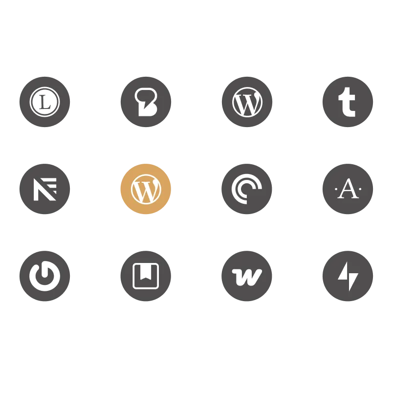 Grid of logos from the Automattic family of products, highlighting the connected ecosystem of publishing, commerce, communication, and developer tools that complement the WordPress VIP platform.