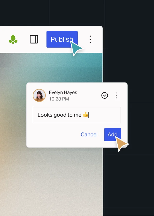 Content editor showing a review comment before publishing.