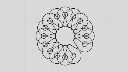 Black geometric design of overlapping loops forming a circular, floral pattern on a light gray grid background, ideal for visually representing CMS localization interfaces.