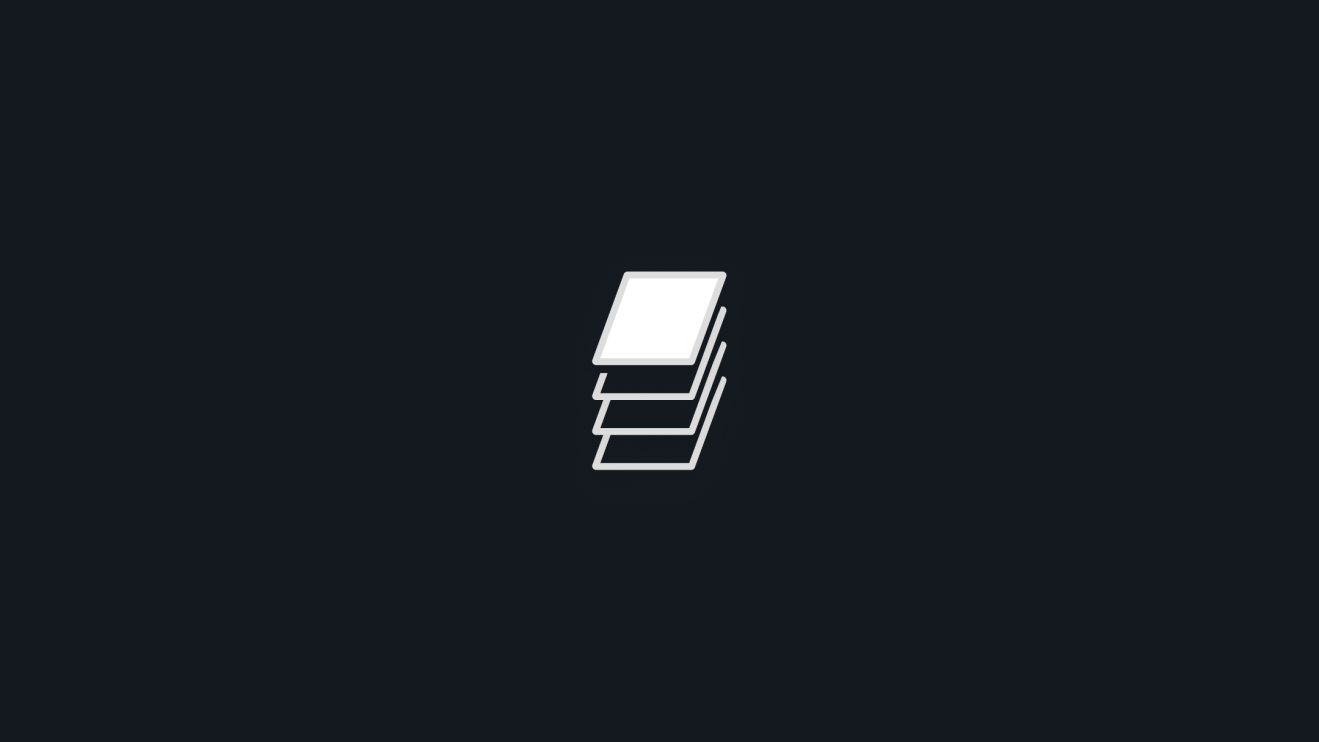 Minimalist white icon of a stack of four books or papers on a dark gray background, representing the block data API integration.