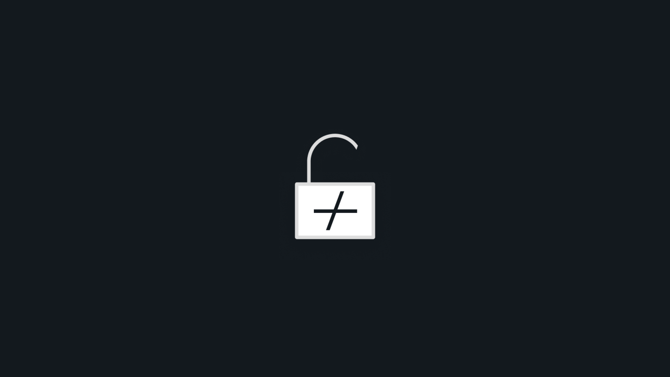A white padlock icon with an open shackle and a plus-minus symbol on a dark background, representing block governance integration.