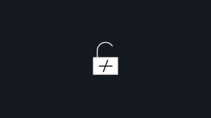 A white padlock icon with an open shackle and a plus-minus symbol on a dark background, representing block governance integration.