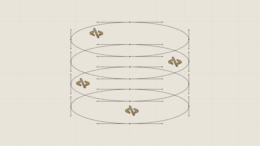 Four horizontal ovals with arrows and angle brackets between them on a light grid background, visually illustrating the streamlined architecture of a headless WordPress CMS.