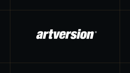 White ArtVersion logo on a black background, framed by thin gold lines.
