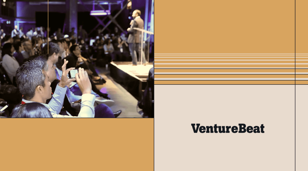 Graphic with Venture Beat logo and a photo of an audience at an event.