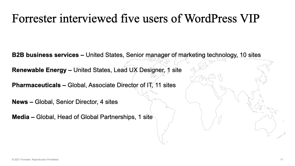 Forrester interview five users of WordPress VIP