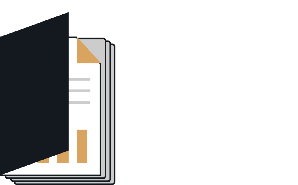 A stack of reports with charts and graphs, symbolizing case studies or analytics.