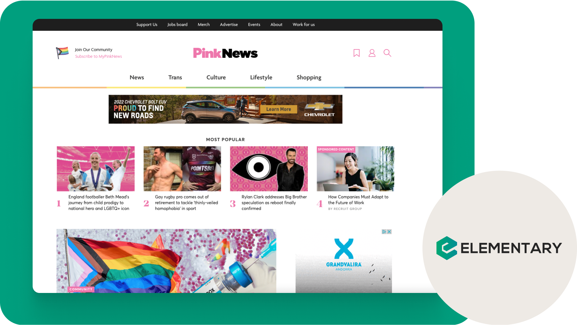 Elementary Digital featured client work - Pink News