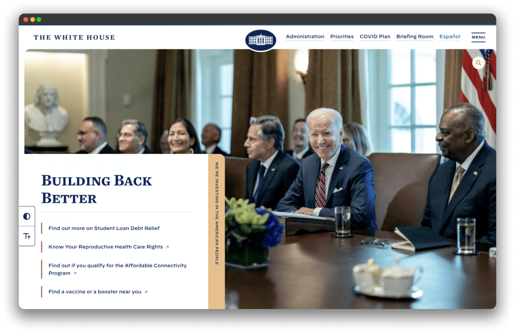 Link to the Whitehouse.gov homepage