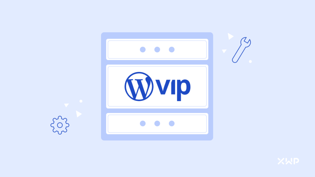 The WordPress VIP logo with illustrations of tools.