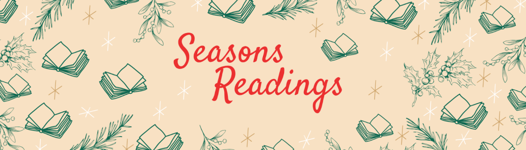 Text reads: Seasons Readings on a tan background with red lettering
