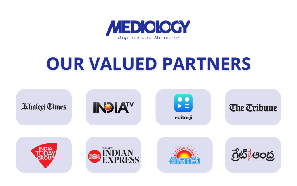 ReadWhere Digital's partners, including India TV, The Tribune, and Indian Express.