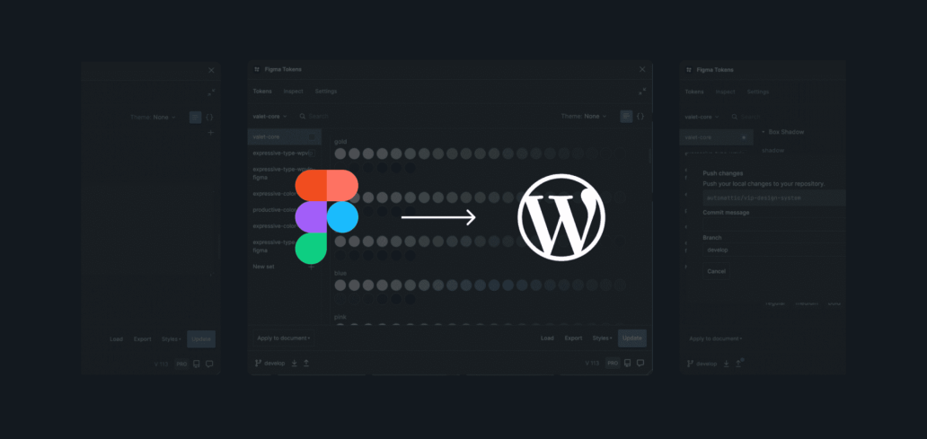 Illustration with Figma and WordPress logos.